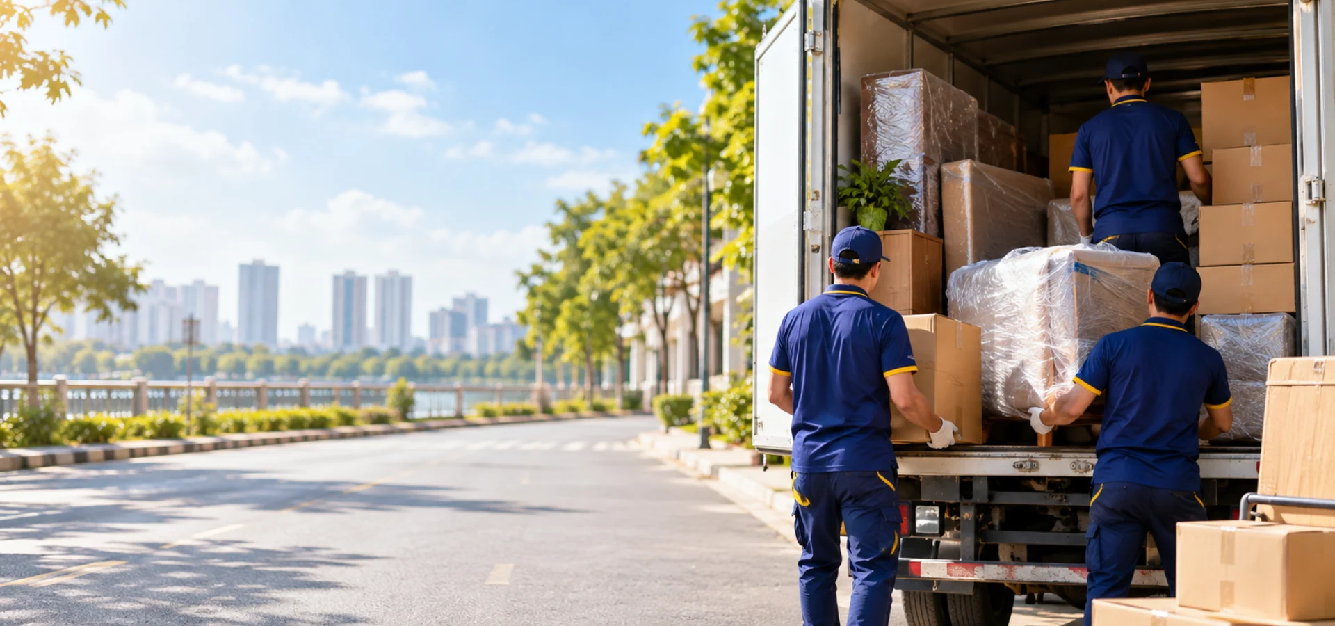 Đội ngũ Bắc Nam Express bốc xếp đồ đạc lên xe tải